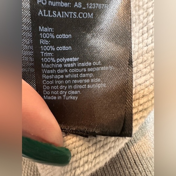 All Saints Raven Gray Zip Up Ramskull Hoodie - Picture 9 of 11